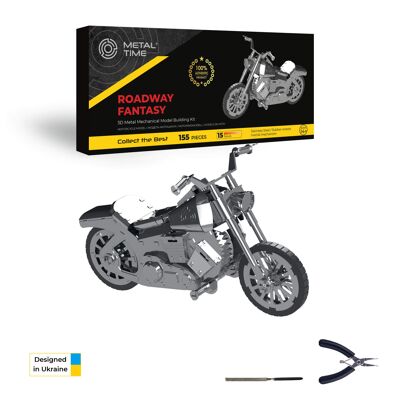 Roadway Fantasy Mechanischer Modellbausatz eines Motorrads, 155 Teile