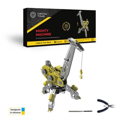 Mighty Machine Kit de bricolaje modelo mecánico de grúa, 52 piezas