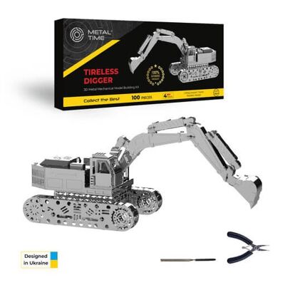 Kit de bricolaje modelo mecánico de excavadora incansable de excavadora, 100 piezas
