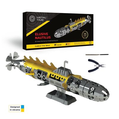 Kit de bricolaje modelo mecánico Elusive Nautilus de submarino, 91 piezas