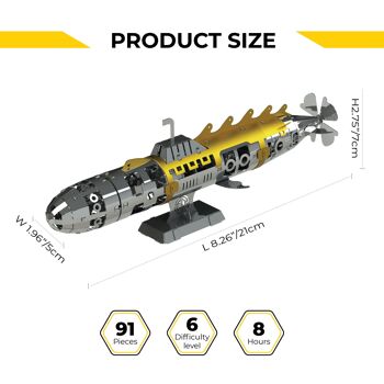 Kit de bricolage modèle mécanique Elusive Nautilus de sous-marin, 91 pièces 3
