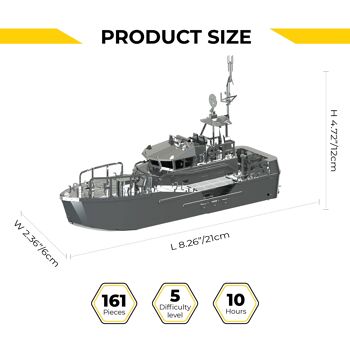 Kit de bricolage modèle mécanique gardien des côtes de bateau de la garde côtière, 161 pièces 3