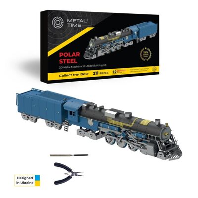 Kit modello meccanico-elettrico fai da te del treno in colore acciaio polare, 239 parti