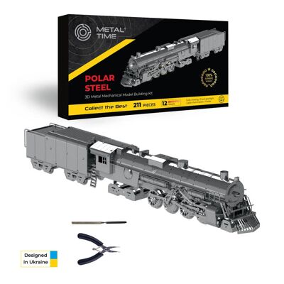Mechanisch-elektrischer Modellbausatz einer Eisenbahn aus Polar Steel, 239 Teile