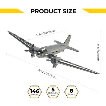 Remarquable kit de bricolage modèle mécanique Douglas d'avion DC-3, 146 pièces 3