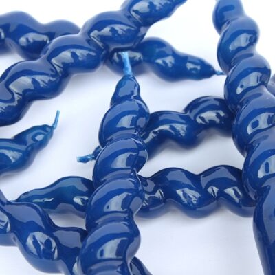 24 einzelne, spiralförmige, 18 cm lange Spitzkerzen in Marineblau