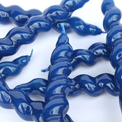 24 velas cónicas individuales en espiral de 18 cm, color azul marino