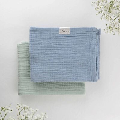 TISU Musselin-Set, Pistazie + Babyblau