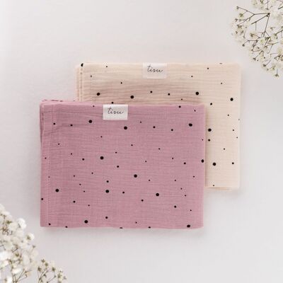 TISU Musselin-Set, Pink + White Dot