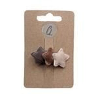 Alligator clip with 3 velvet stars brown/caramel/sand