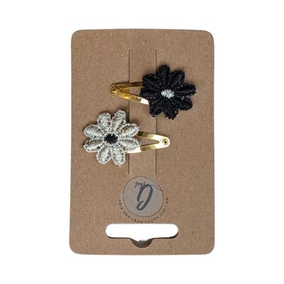 Baby hair clips daisies black/gold