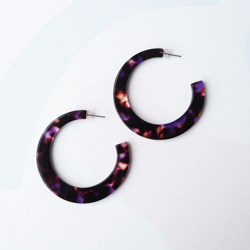 Camille Statement Hoop Earrings- brown & violet acetate resin hoops