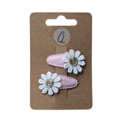 Baby hair clip Daisies pink linen OK 3093