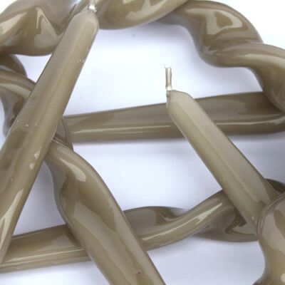 24 Mink Individual Twisted 25cm Taper Candles