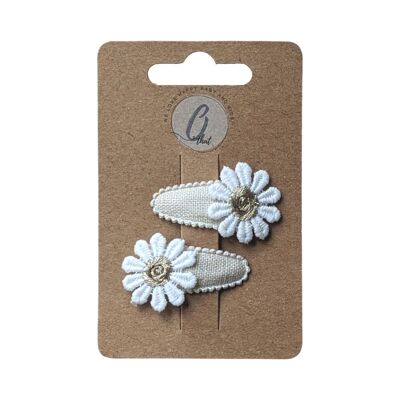 Baby hair clip Daisies beige linen OK 3035