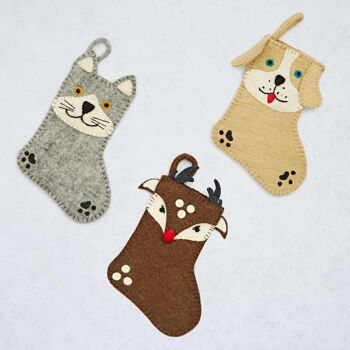 Chaussette de Noël en feutre avec animaux 1