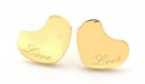 A-E7.3 E410-004 Stainless Steel Earrings Heart Love 10mm Gold