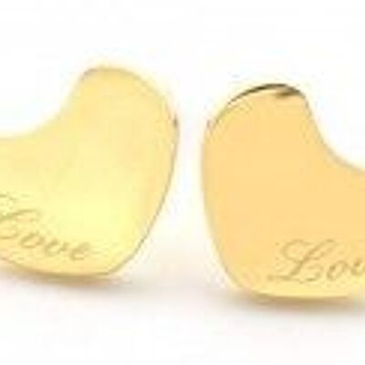 A-E7.3 E410-004 Pendientes Acero Inoxidable Corazón Love 10mm Oro