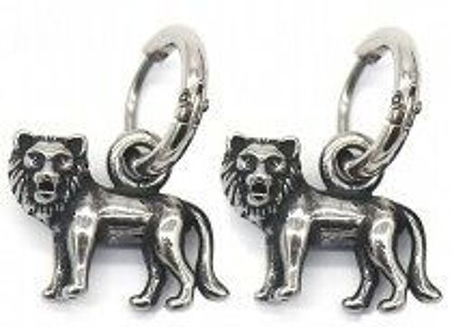 A-E4.5 E007-002 S. Steel 10mm Earring with 16mm Lion Silver