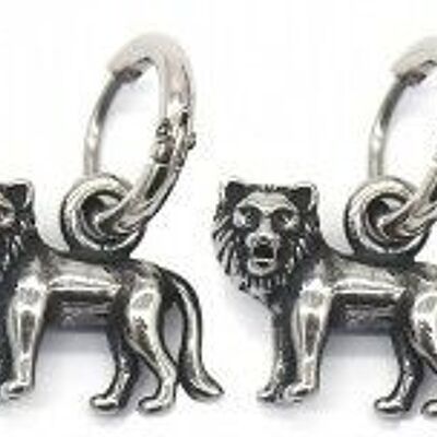 A-E4.5 E007-002 S. Steel 10mm Earring with 16mm Lion Silver