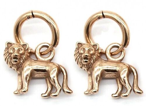 A-E18.1 E007-002RG S. Steel 10mm Earring with 16mm Lion Rose Gold