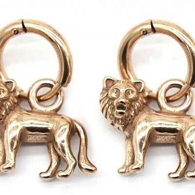A-E18.1 E007-002RG S. Steel 10mm Earring with 16mm Lion Rose Gold