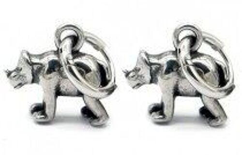 A-D7.1 E007-006 S. Steel 10mm Earring with 16mm Rhino Silver