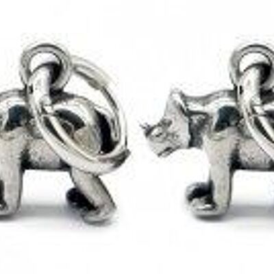 A-D7.1 E007-006 S. Steel 10mm Earring with 16mm Rhino Silver