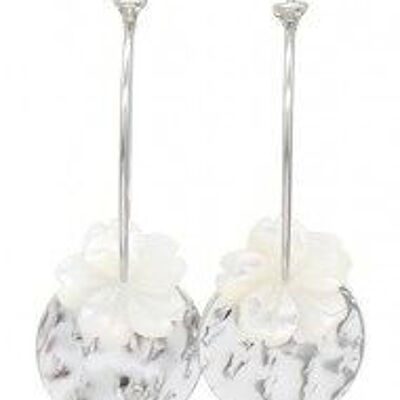 B-D16.2 E220-043 S. Steel Hoop Earrings Flower 2x3cm