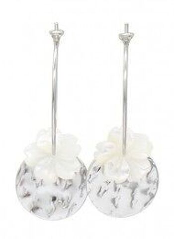 B-D16.2 E220-043 Boucles d'oreilles créoles en acier inoxydable Fleur 2x3cm 1