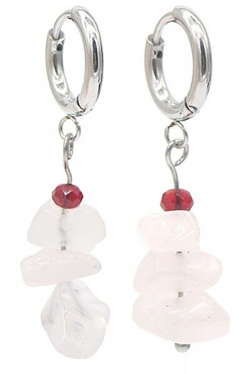 A-E7.4 E301-067S S. Steel Earrings with Stones 1.2x3cm Pink