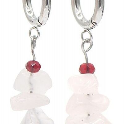 A-E7.4 E301-067S S. Steel Earrings with Stones 1.2x3cm Pink