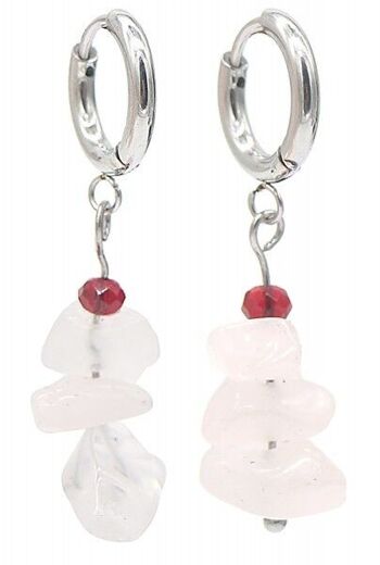 A-E7.4 E301-067S Boucles d'oreilles en acier inoxydable avec pierres 1,2x3 cm rose 1