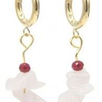 A-F19.5 E301-067G S. Steel Earrings with Stones 1.2x3cm Pink