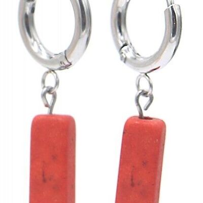 B-F18.3 E301-068S Pendientes Acero Inox con Piedra 1.2x2.5cm Cobre