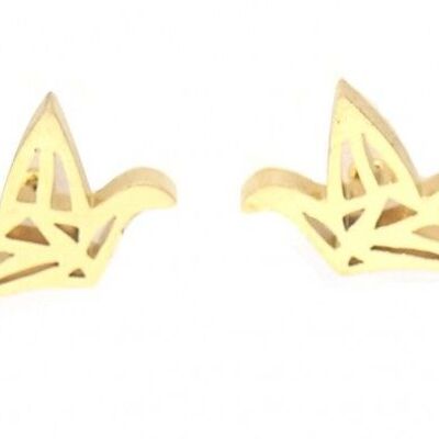 A-B9.3 E2065-022G Edelstahl-Ohrstecker, Vögel, 12 mm, Gold