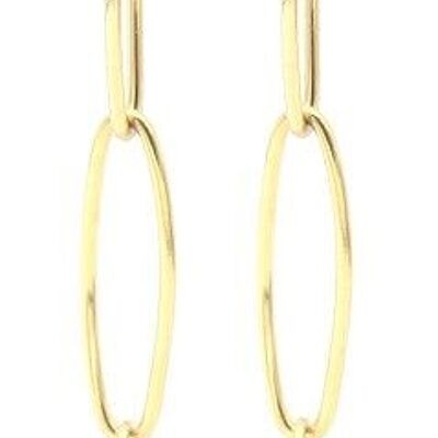 B-F4.4 E220-042G Pendientes Acero Inoxidable con Perla de Agua Dulce 5x0.6cm Oro