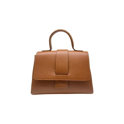 ELISE CAMEL GRAINED LEATHER HANDBAG