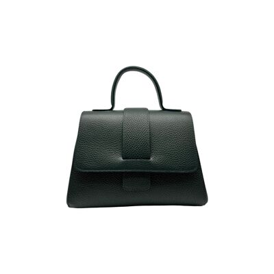 GREEN ELISE GRAINED LEATHER HANDBAG