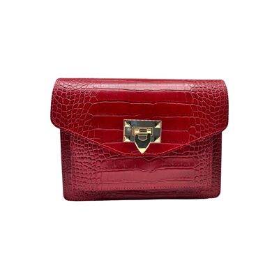 LISE RED CROCO LEATHER BAG