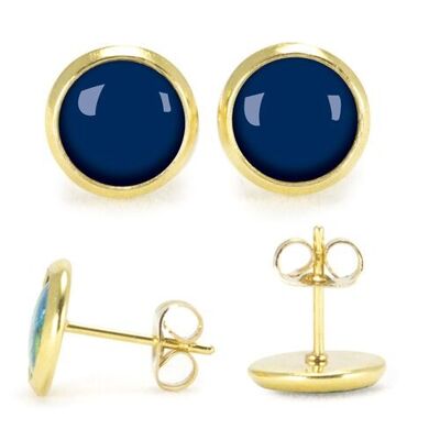 Stud earrings surgical stainless steel Gold - Flash Navy Blue