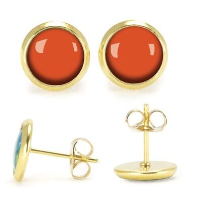 Gold surgical stainless steel stud earrings - Flash Pumpkin