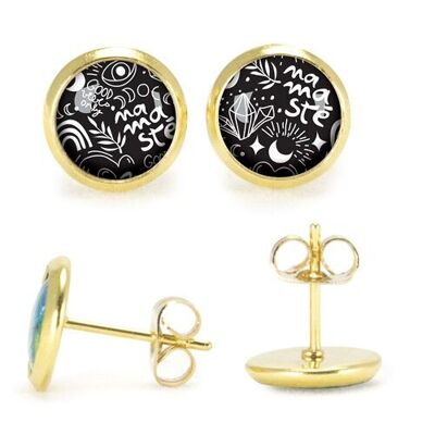 Gold surgical stainless steel stud earrings - Namasté