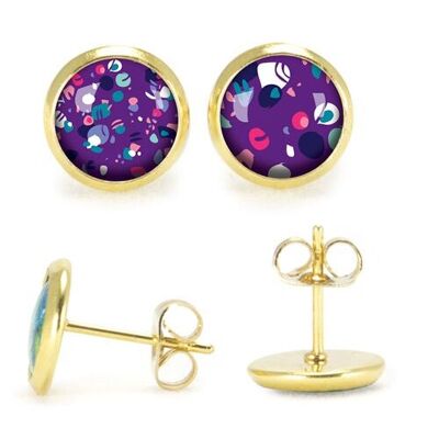 Gold surgical stainless steel stud earrings - Terrazzo