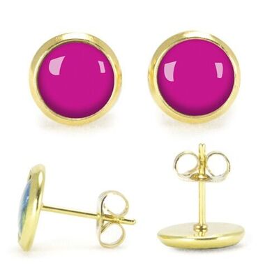 Gold surgical stainless steel stud earrings - Byzantine Flash