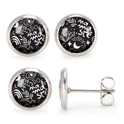 Silver surgical stainless steel stud earrings - Namasté