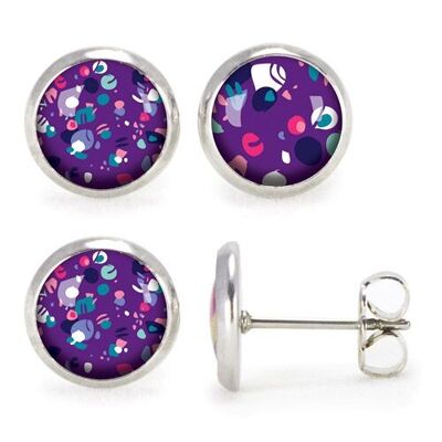 Silver surgical stainless steel stud earrings - Terrazzo