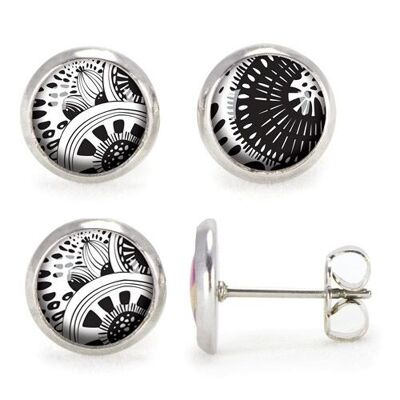 Silver surgical stainless steel stud earrings - Botanica