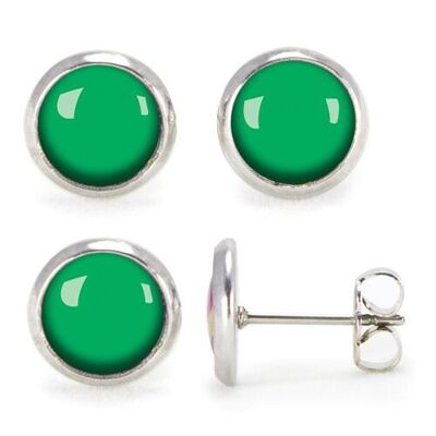 Silver surgical stainless steel stud earrings - Flash Printemps