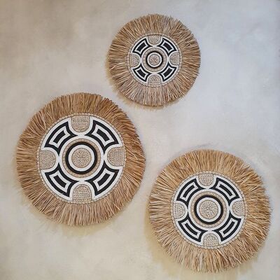 Wall decoration shell & raffia - Set 3